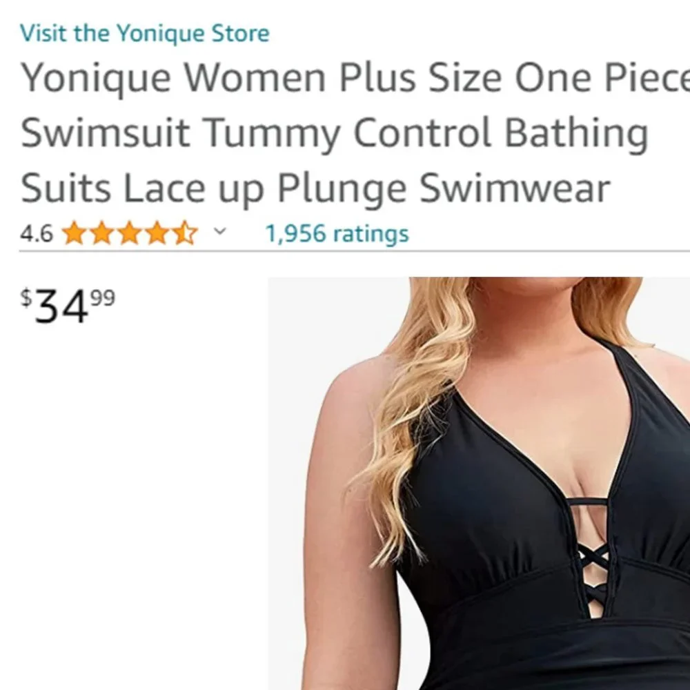 YONIQUE Lace up Plunge Front One Piece swimsuit 🏖️ NEW WITH TAG!!!